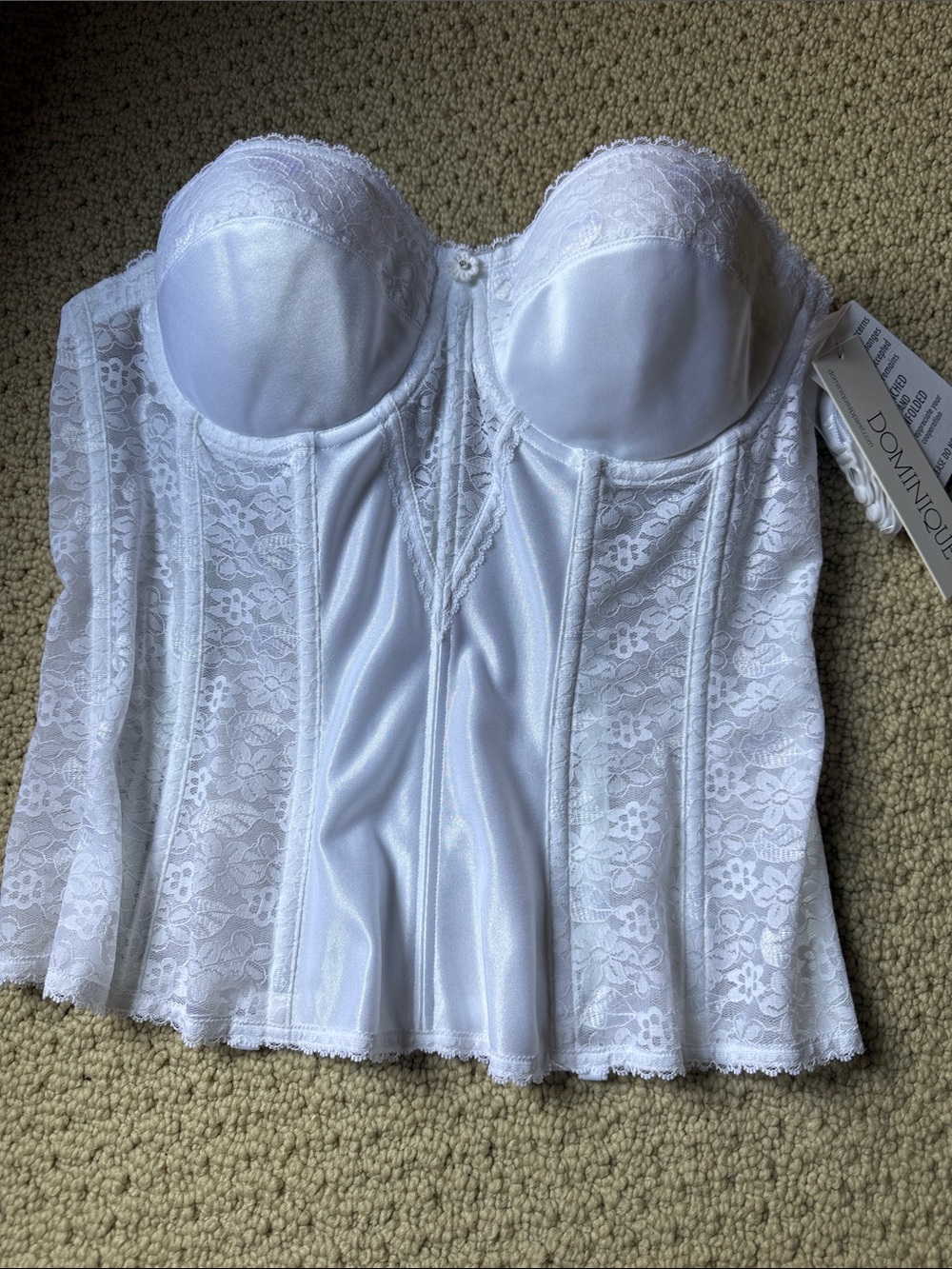 Dominique White Lace Longline Bustier Size 38B NEW